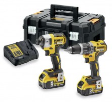 Dewalt DCK266P2T XR 18V Brushless Twin Pack  DCD796 Combi + DCF887 Impact Driver 2 x 5.0Ah Batteries & TStak Case £259.95